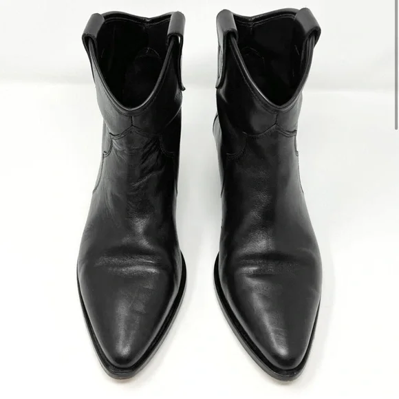 Isabel Marant Dawyna Black Leather Silver Studded Western Pointed Ankle Boots. - Picture 3 of 8